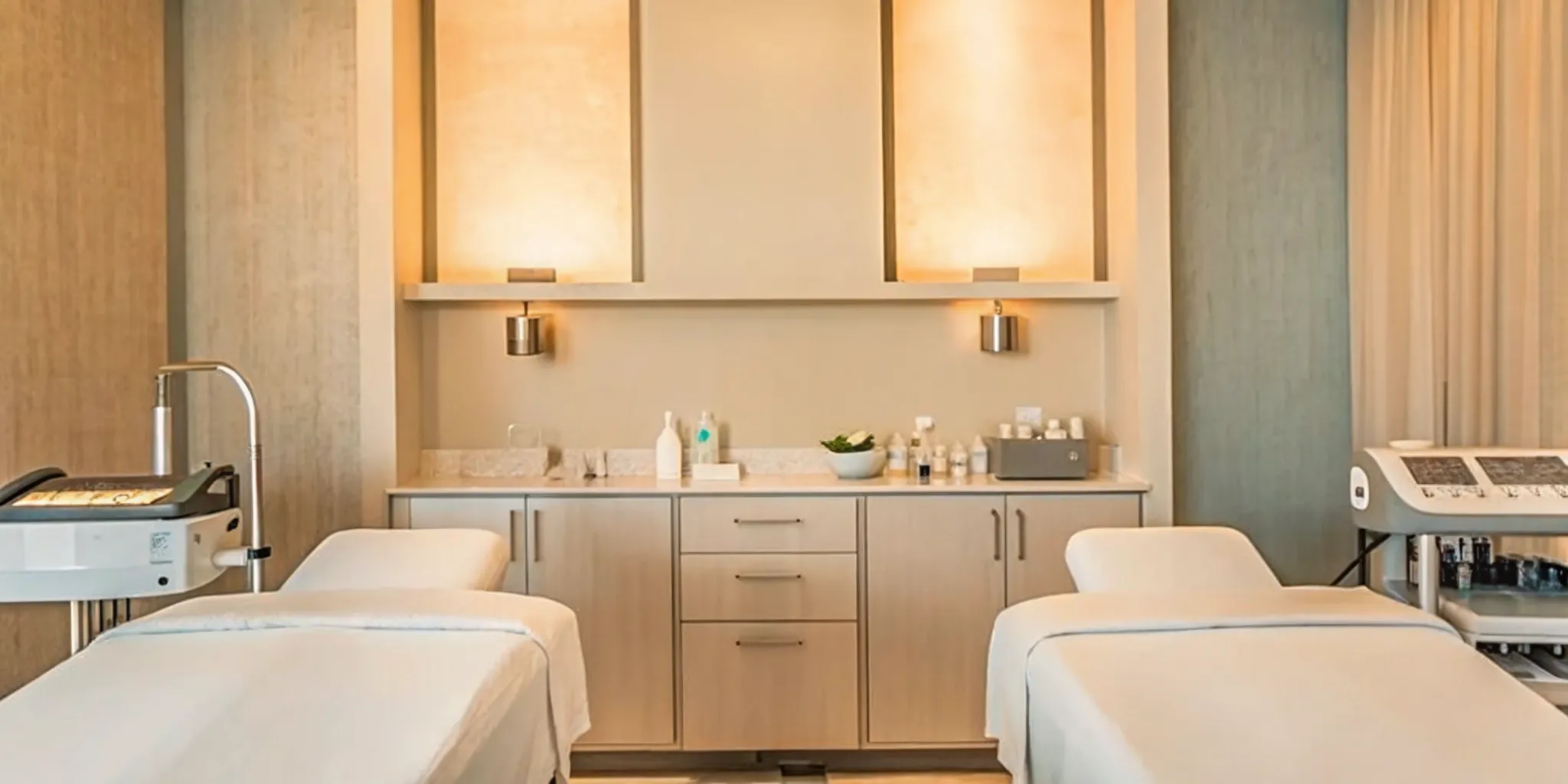 Luxury medical spa treatment room in North Naples with clinical-grade equipment and warm ambient lighting