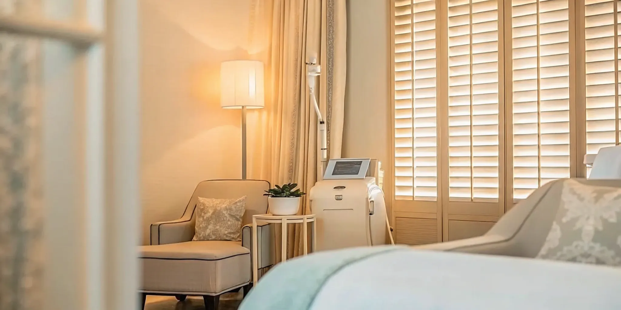 Luxury medical spa treatment room with Venus Versa Pro RF skin tightening device at Kenzi MedSpa in Naples Florida