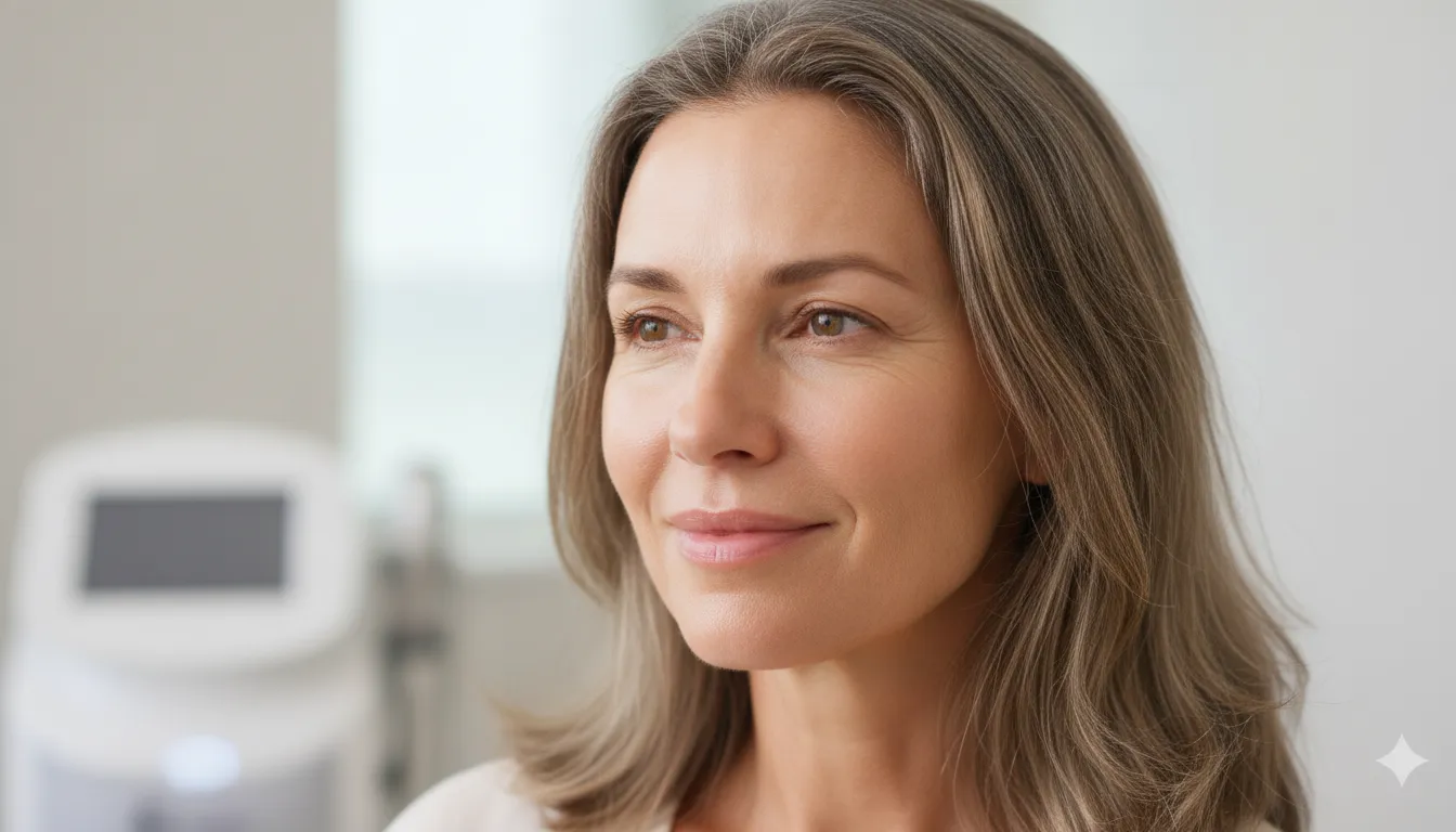 Close-up of smooth, even-toned facial skin with a healthy glow after skin rejuvenation treatment