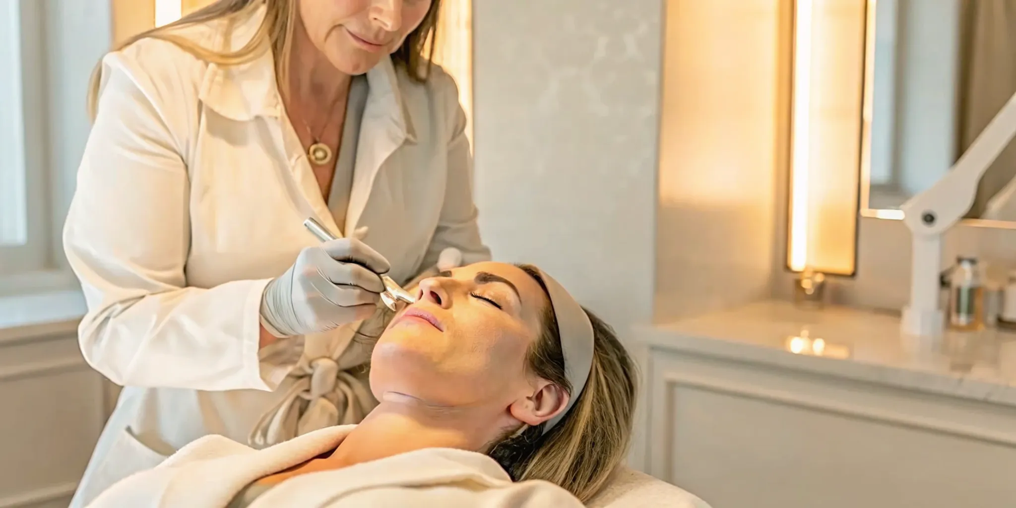 Professional performing Plexr skin tightening treatment in Naples