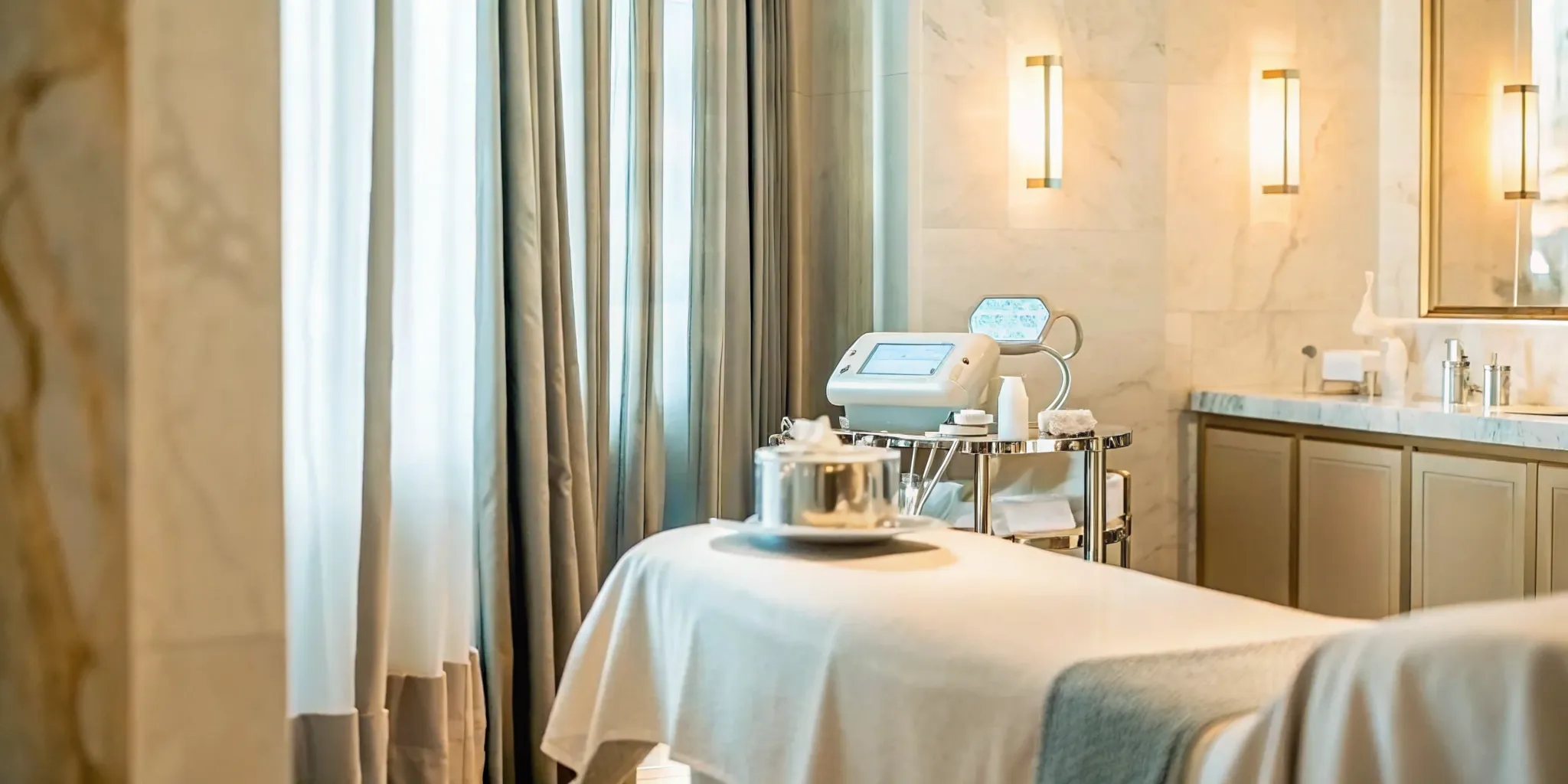 Luxury medical spa treatment room in Naples Florida with advanced body contouring equipment