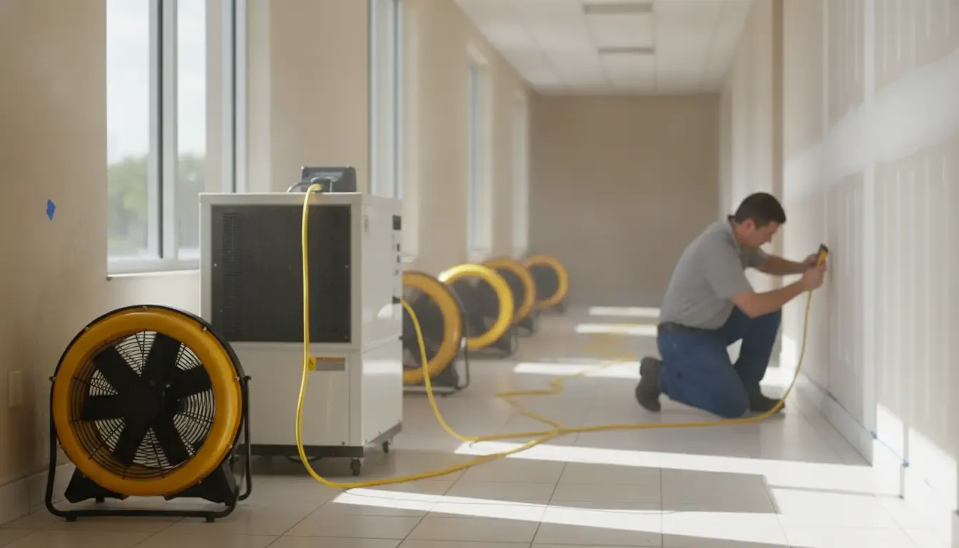 Commercial drying equipment used during water damage restoration in Manatee County