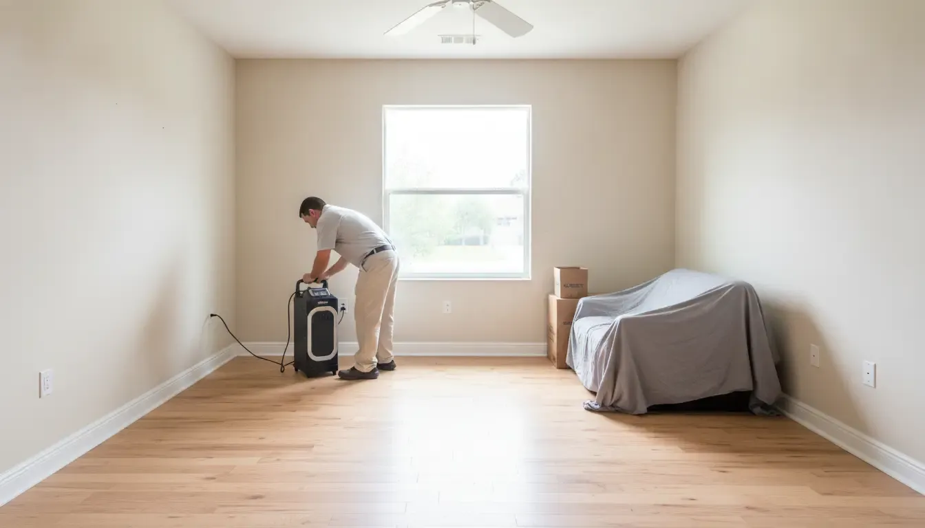 Air filtration equipment used for professional odor removal after water damage