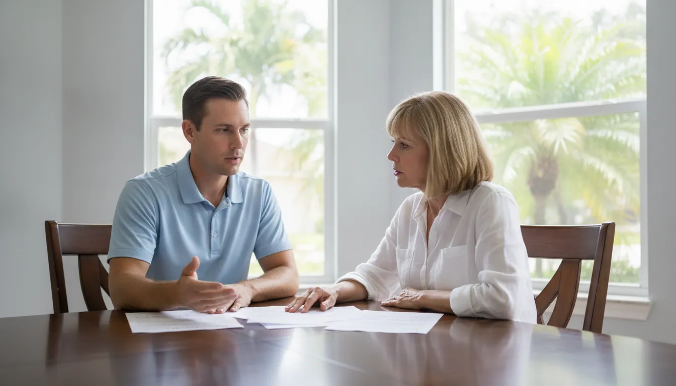 Restoration professional reviewing assessment findings with a homeowner