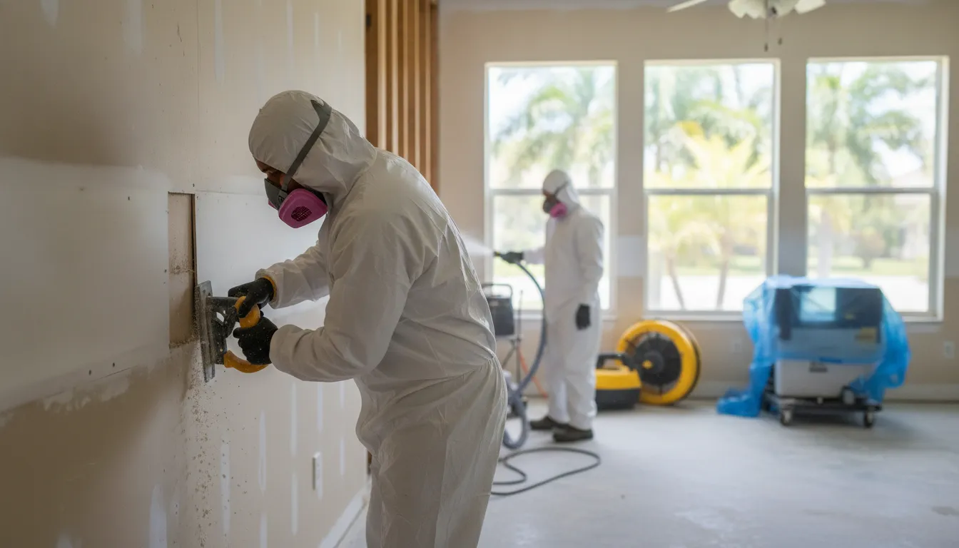 Restoration professionals rebuilding a repaired Southwest Florida property