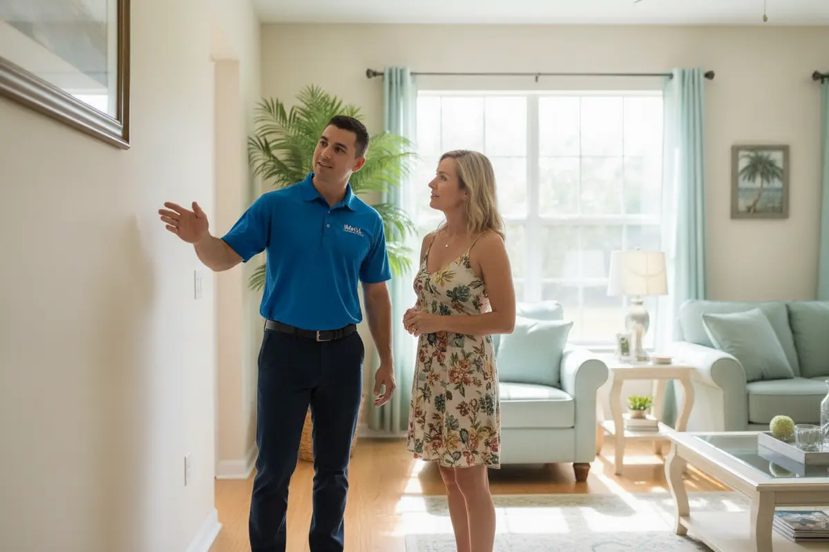 Restoration professional discussing an assessment plan with a property owner
