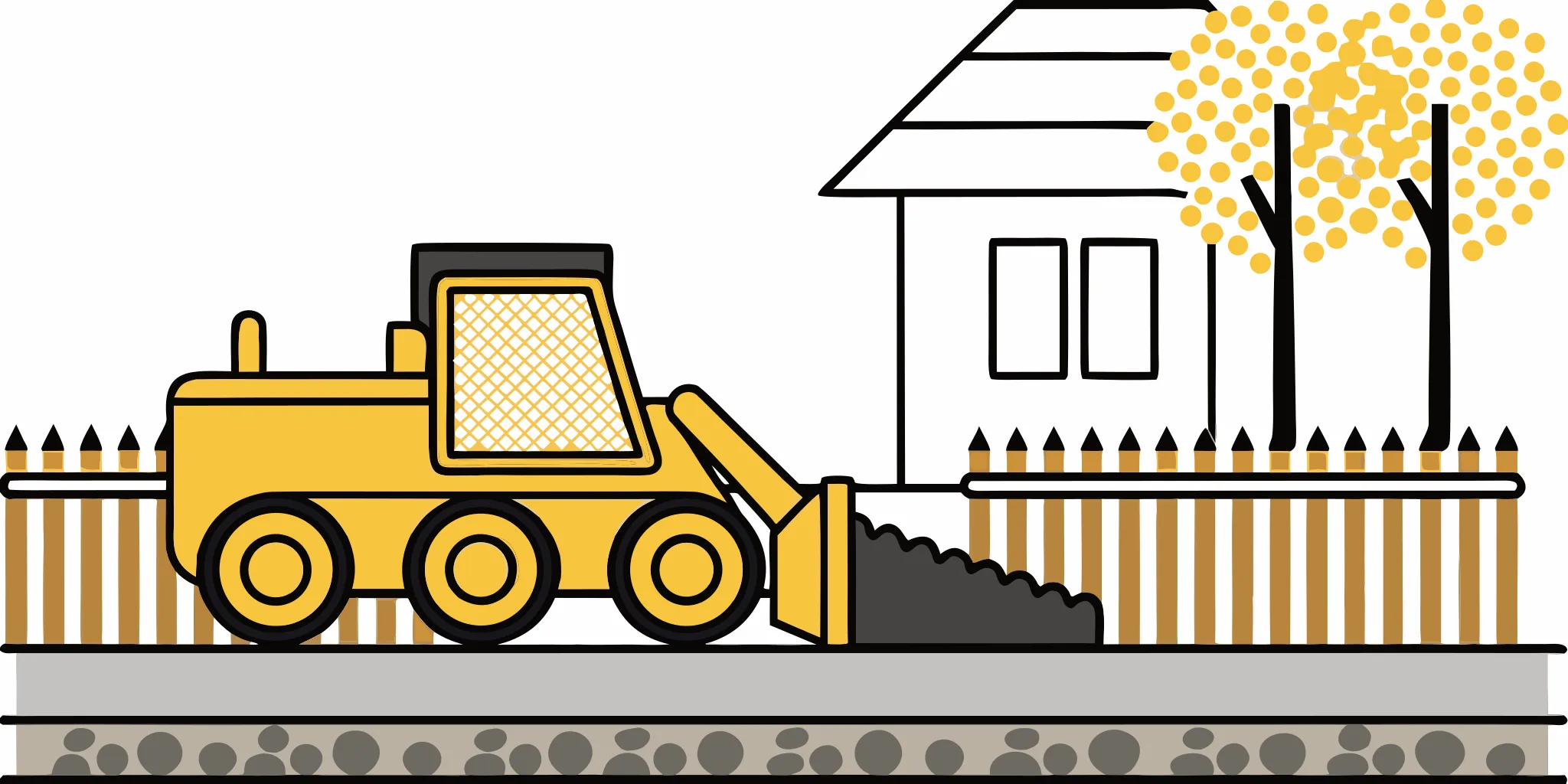 Compact track loader skid steer actively leveling black dirt soil in a Minnesota yard