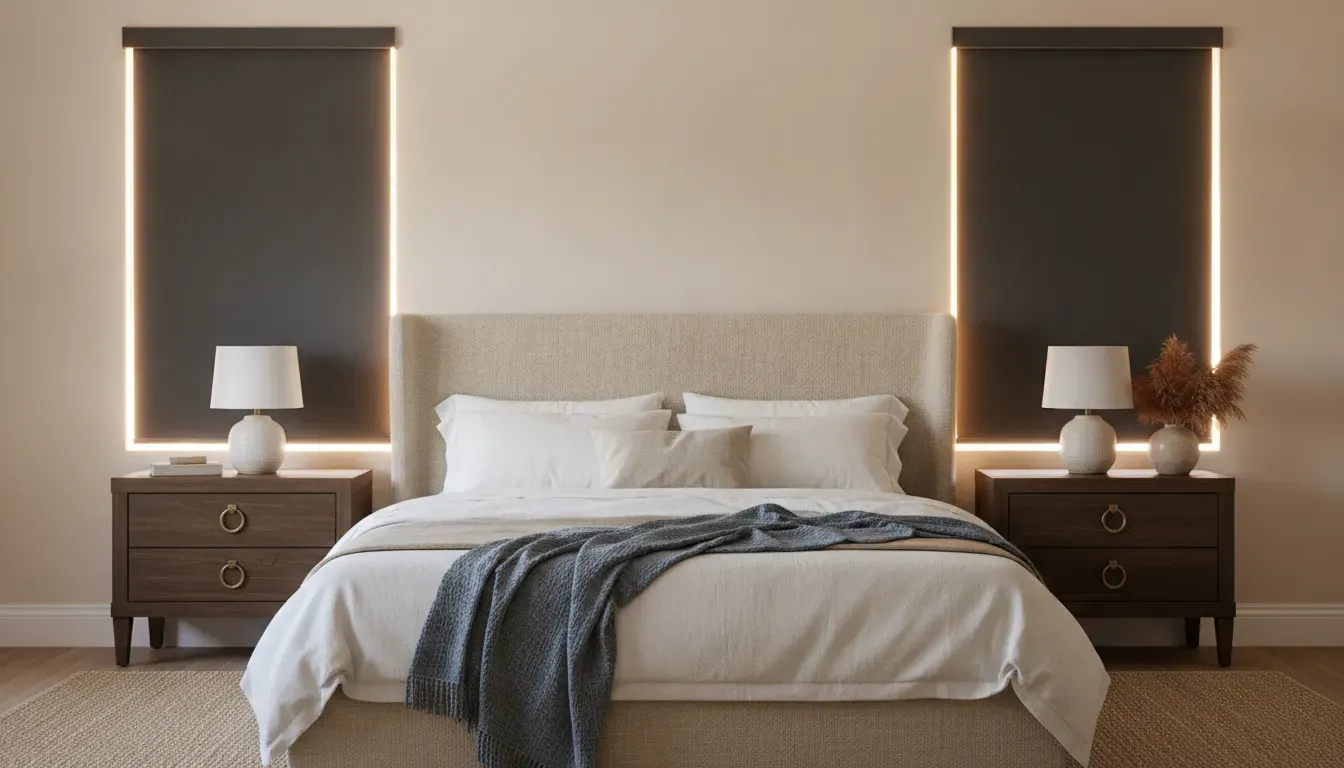Blackout shades covering bedroom windows in a Murrieta home