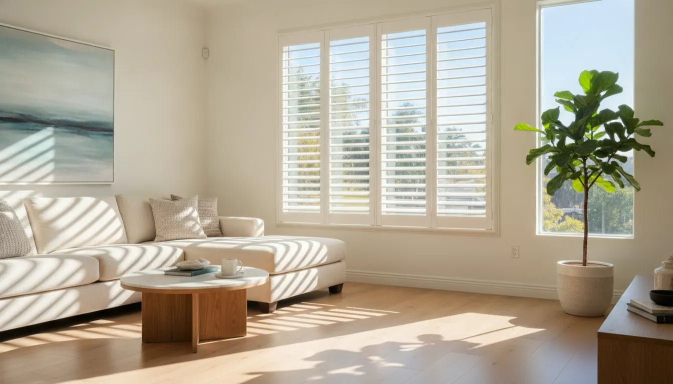 Finished custom plantation shutter in a Southern California home