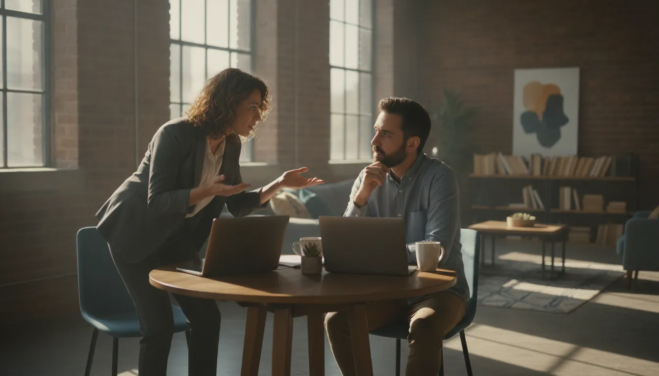 Founders of an AI startup discussing when to take on their first commercial hire