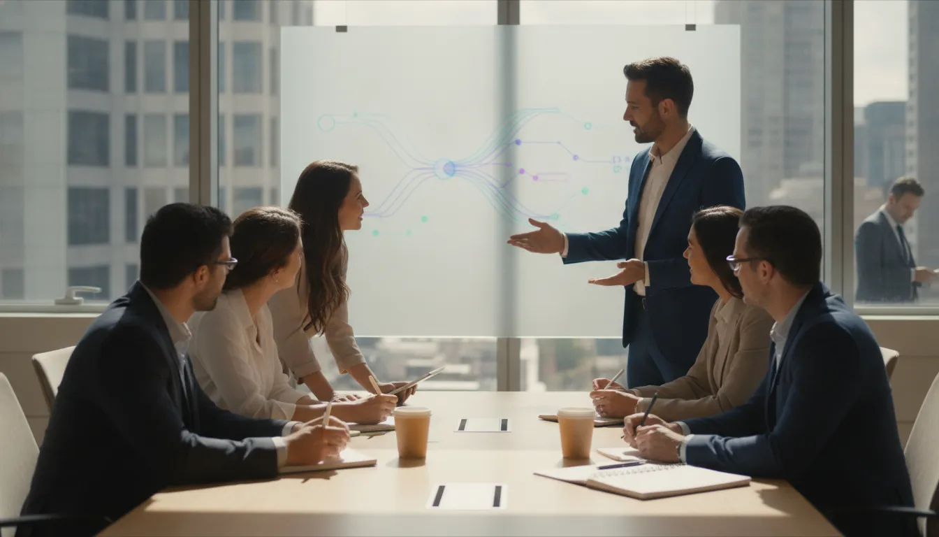 Customer engineer explaining an AI system to an enterprise client team