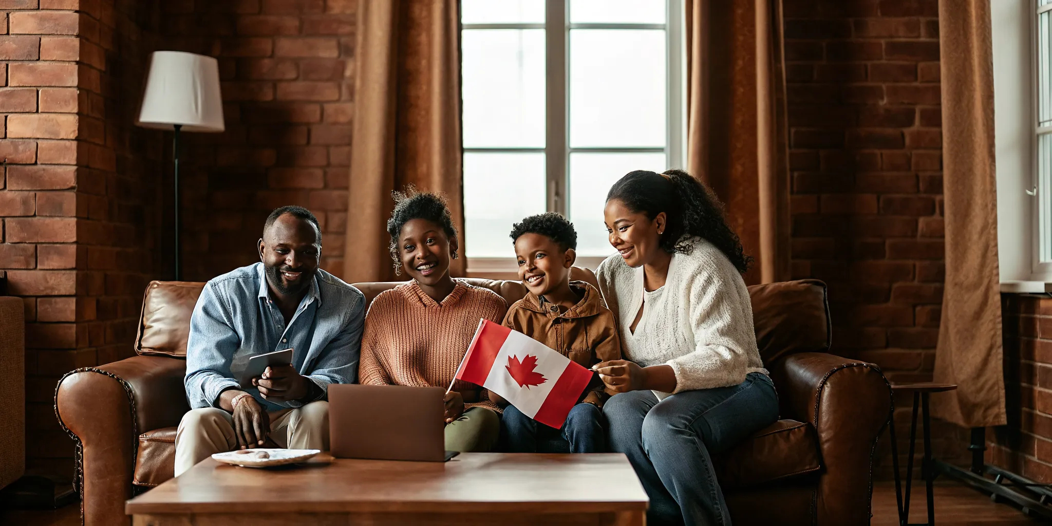 A diverse Canadian family reviewing citizenship by descent for adopted children Canada documents together at home
