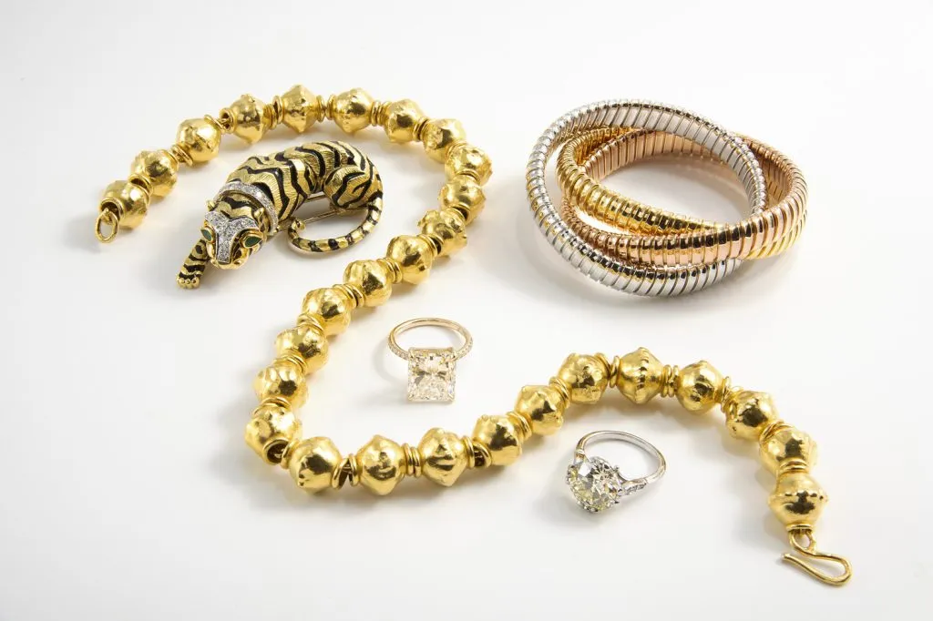Cartier jewelry prepared for a professional evaluation before selling