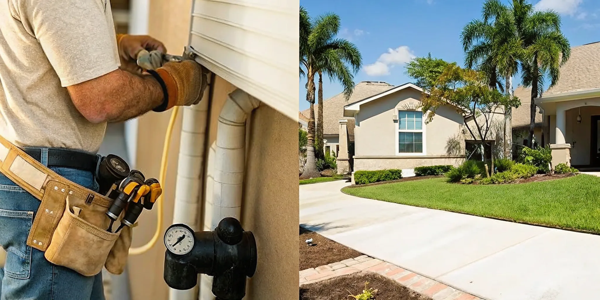 Plumbing technician checking a water meter during slab leak detection in Fort Myers
