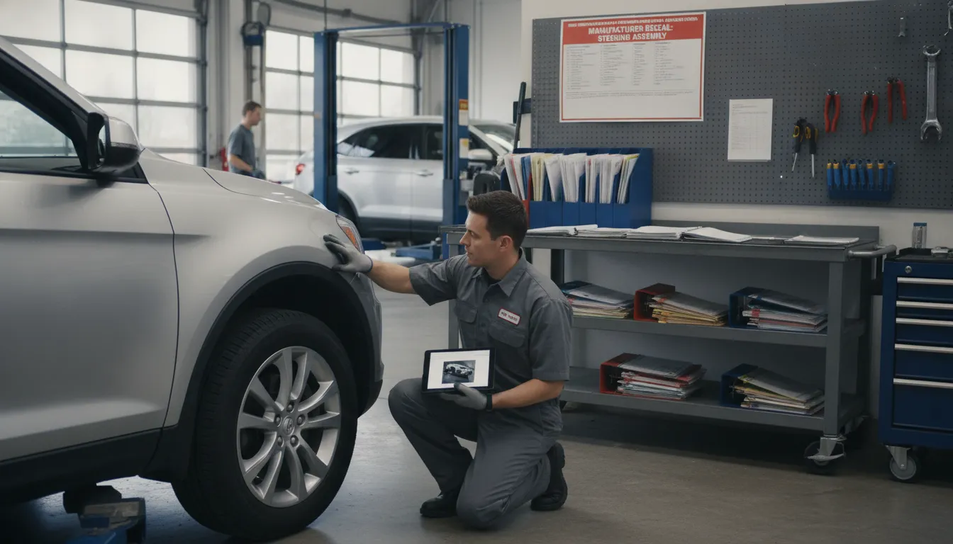 Technician documenting a recurring vehicle warranty defect and repair history