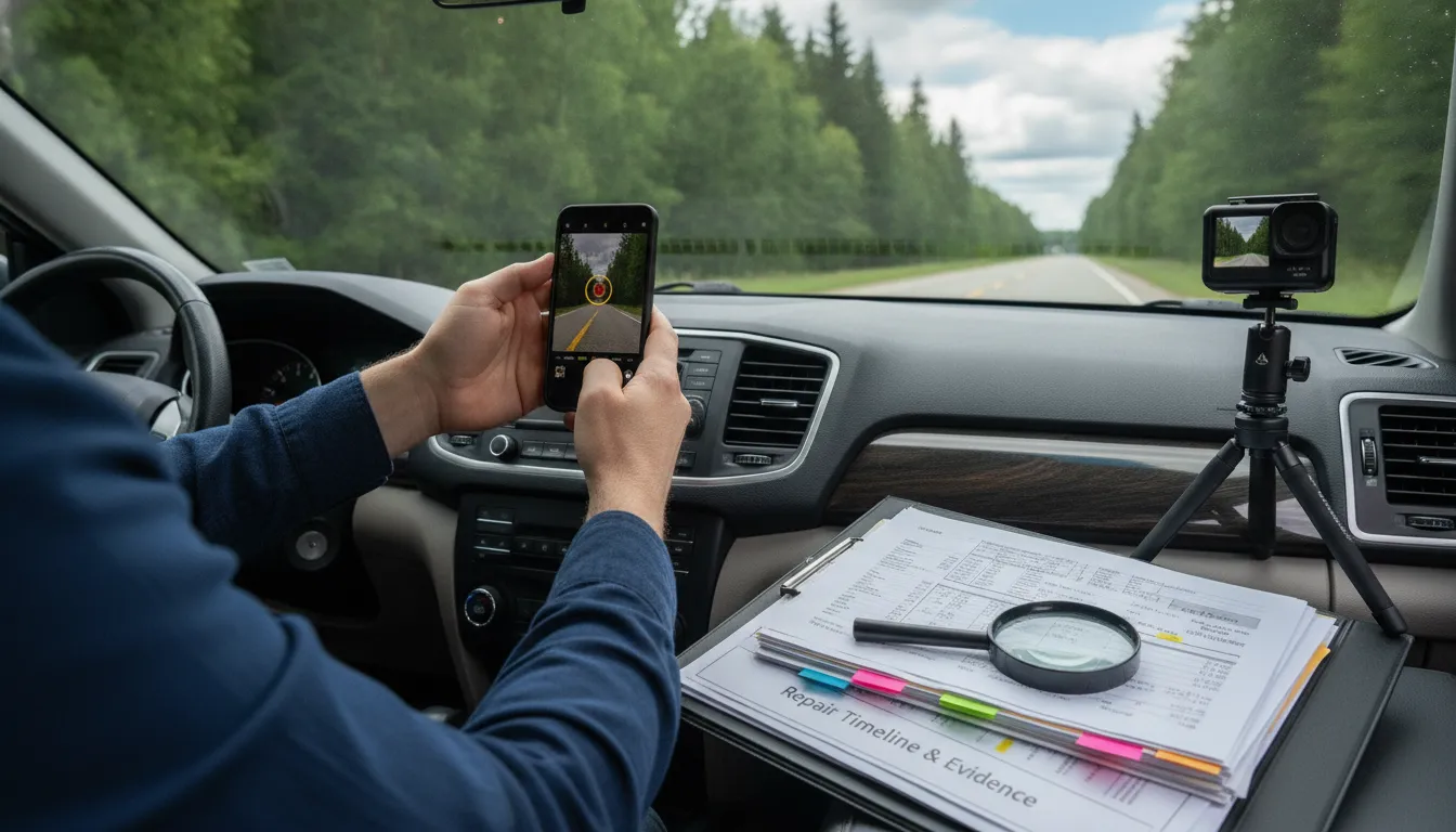 Organized intermittent defect evidence with dashboard photo and repair records