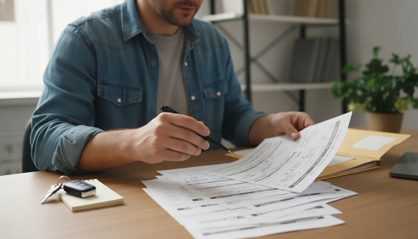 Vehicle owner organizing Ohio lemon law repair orders and warranty records