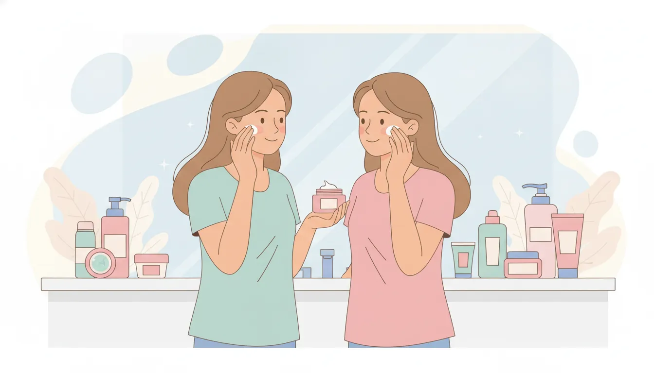 Mother and daughter practicing a gentle age-appropriate skincare routine