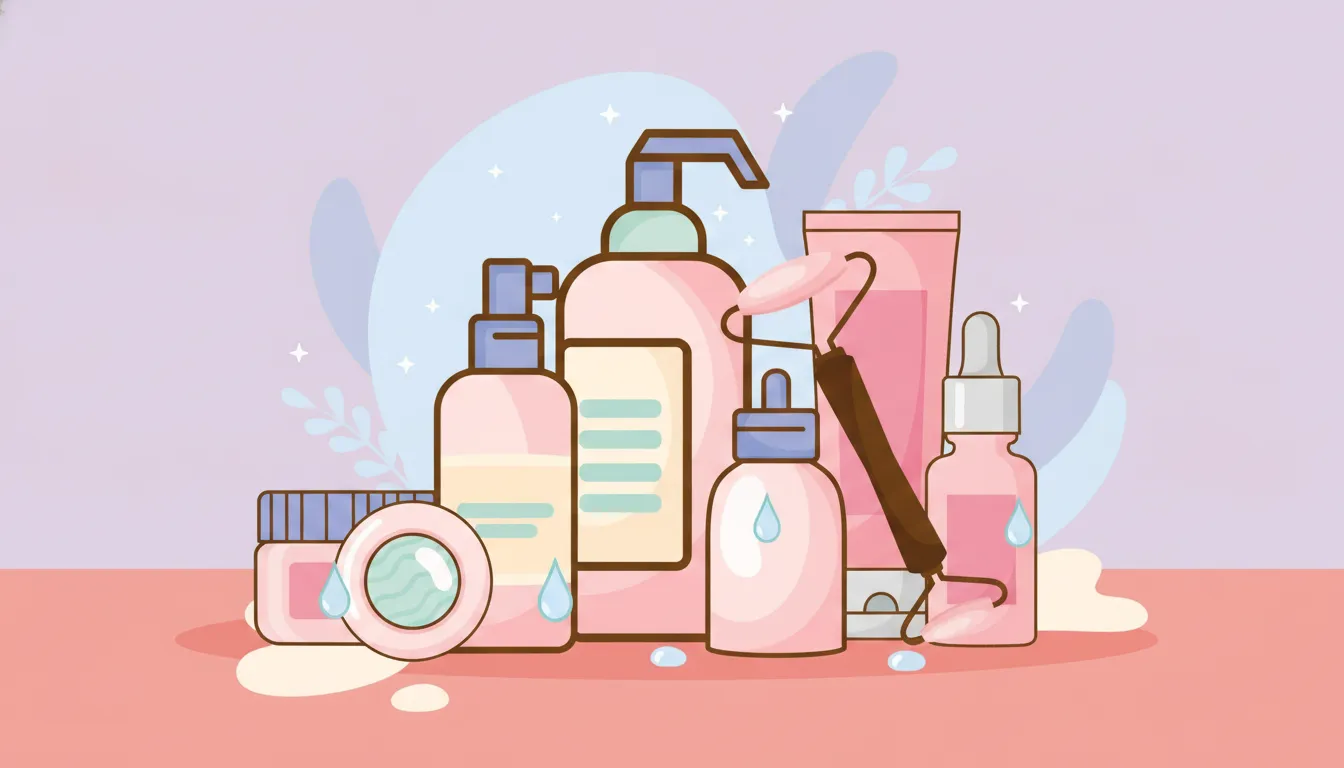 Colorful skincare textures for a simple balanced skin routine