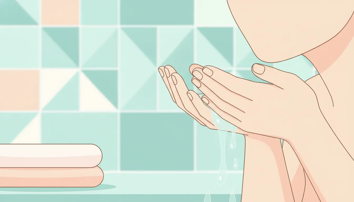 Young person gently rinsing their face after physical activity