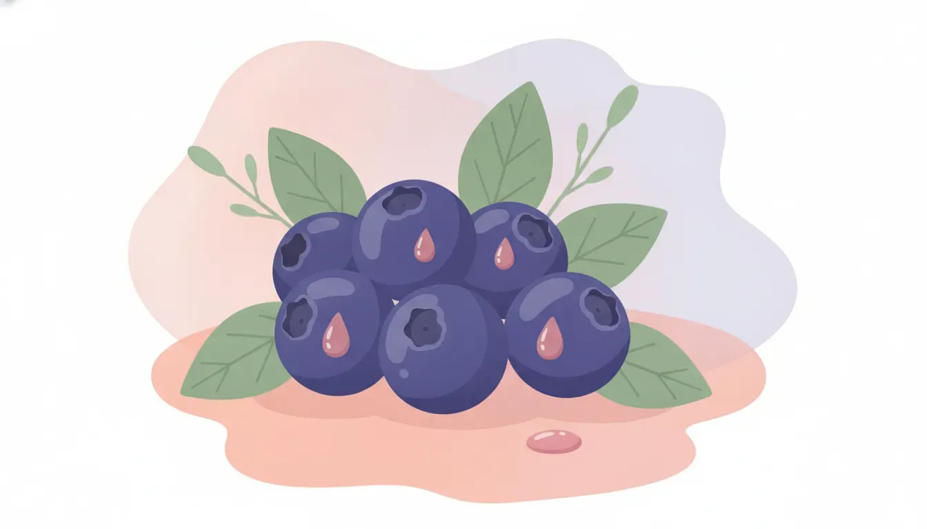 Bilberries and green leaves representing a botanical skincare ingredient
