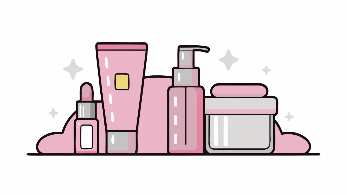 A simple three-step gentle teen skincare routine with a bright gel cleanser, a lightweight moisturizer, and a tinted mineral sunscreen arranged on a soft pastel surface