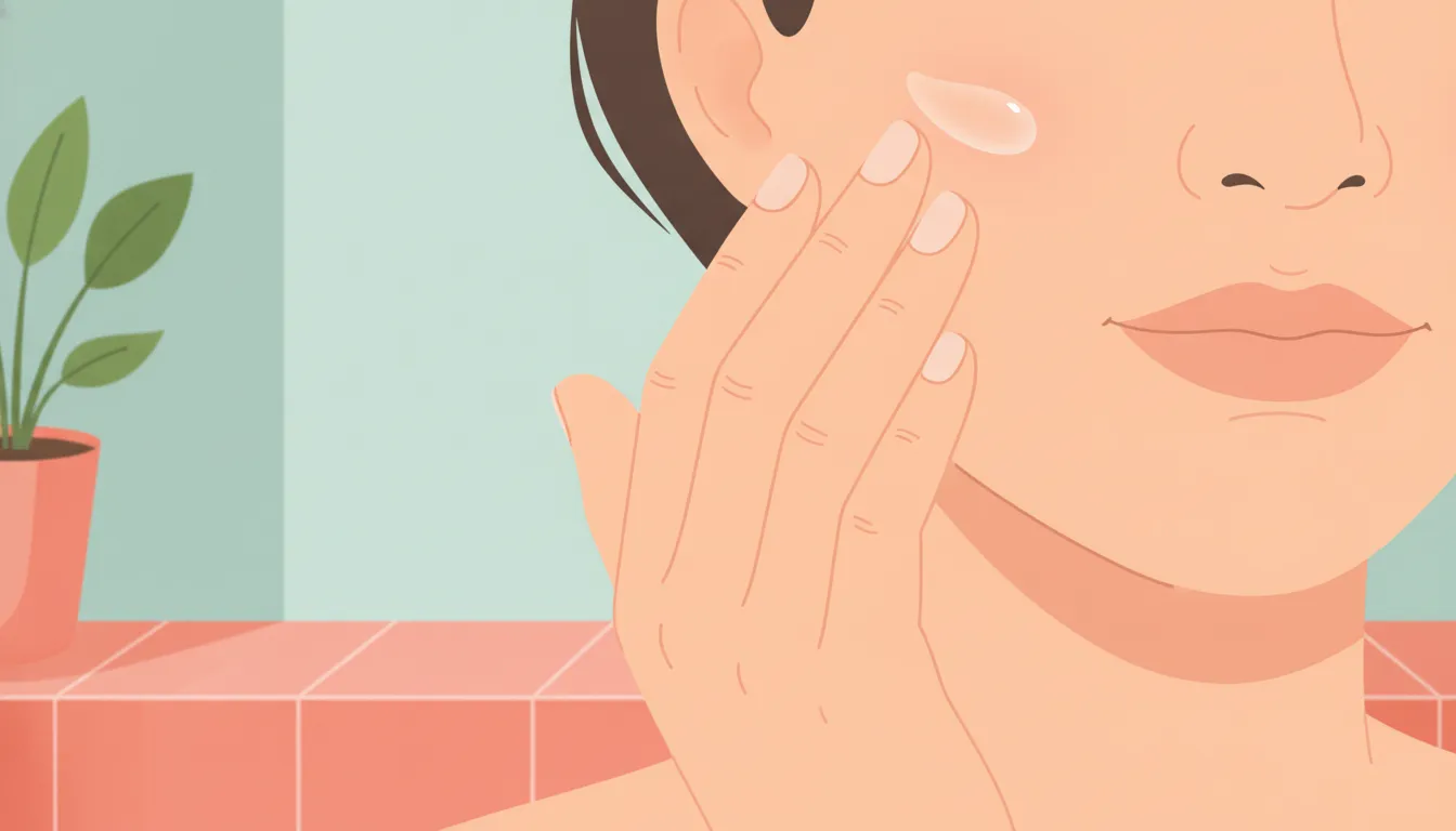 A simple moisturizer and botanical skincare ingredients arranged for a young-skin routine