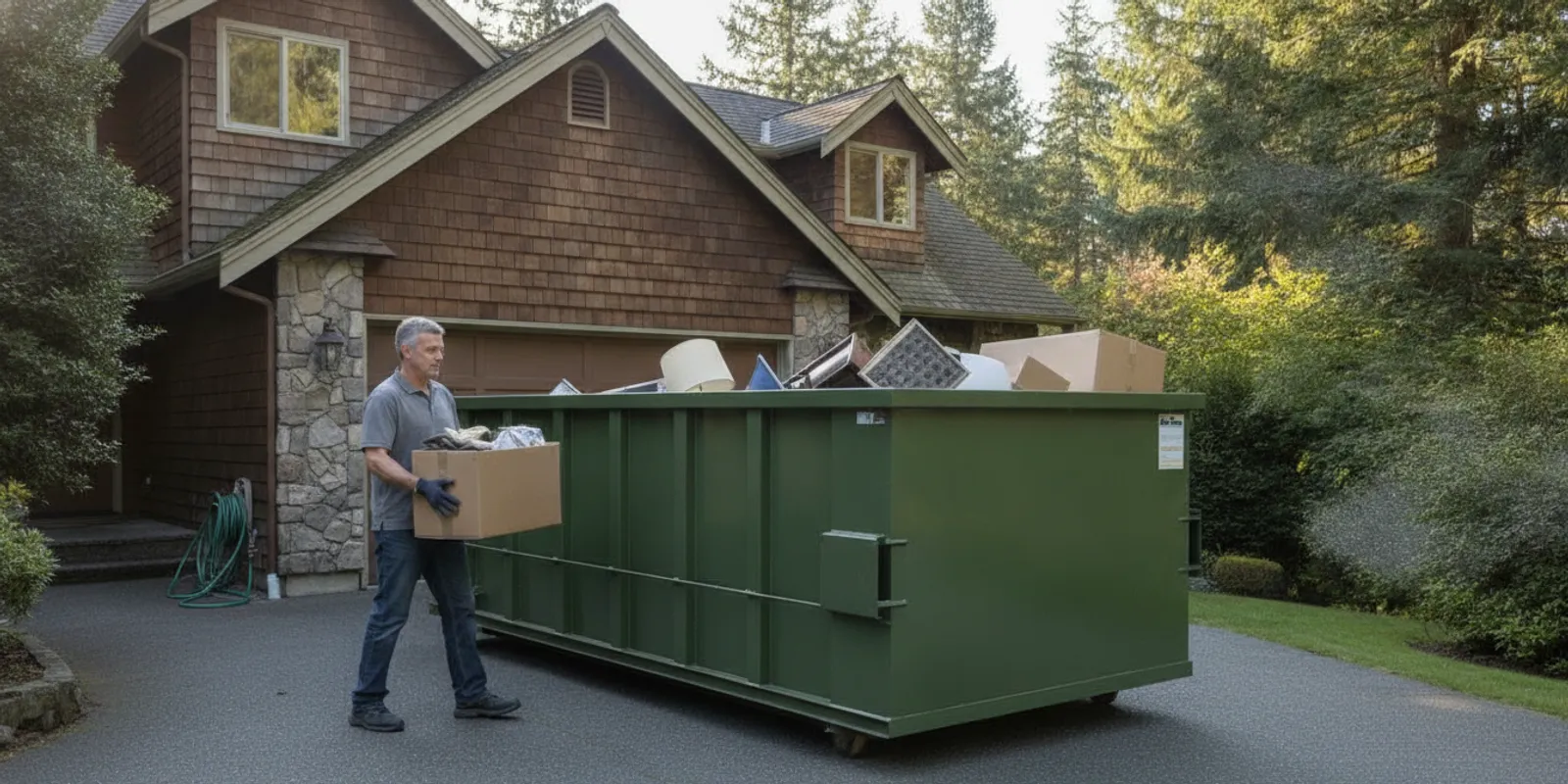 Dumpster placed for a self-managed junk removal cleanout