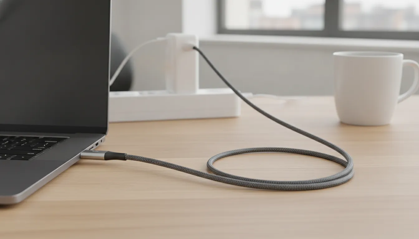 240W USB-C cable connected in a high-power charging setup