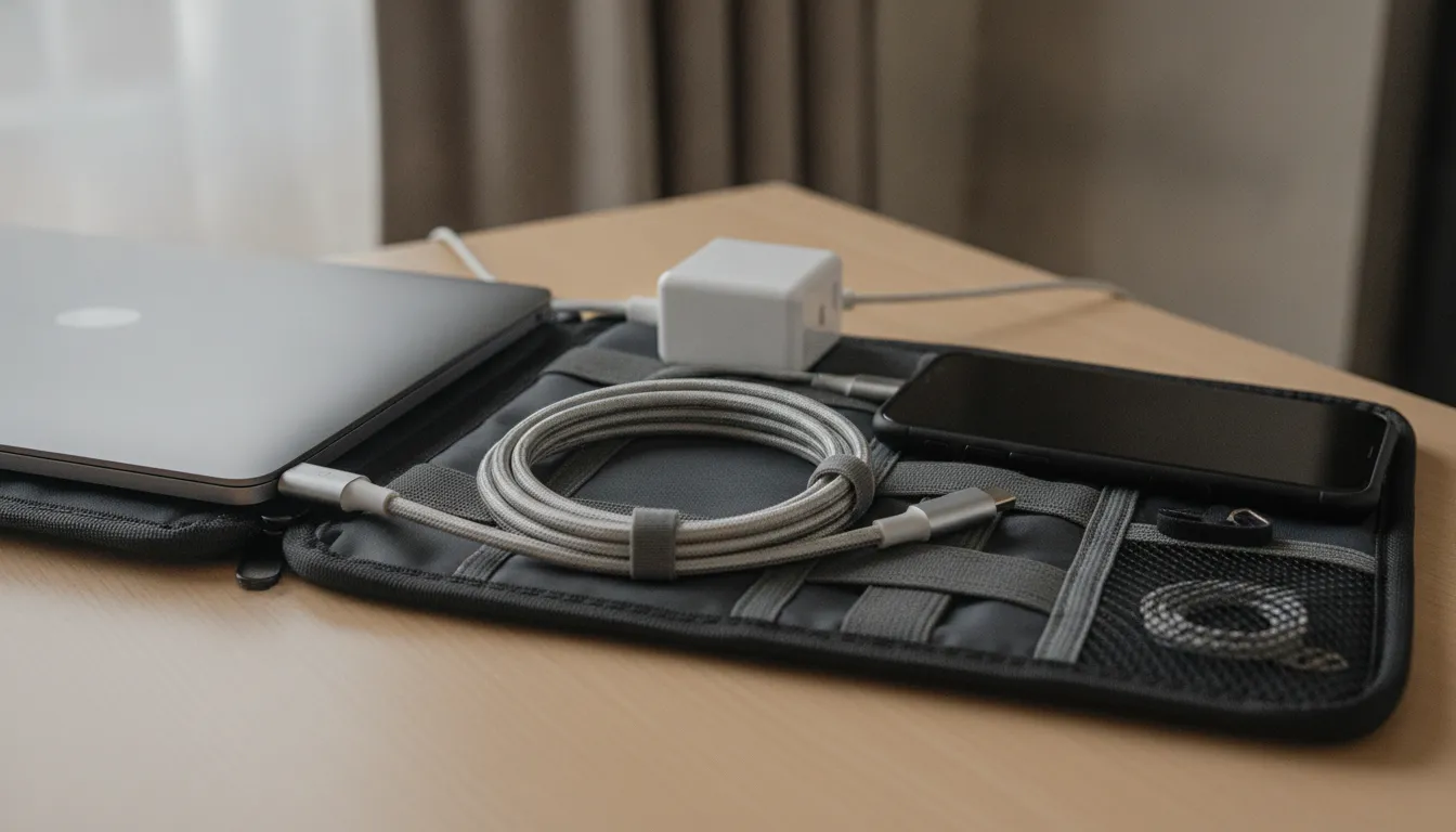 Travel kit arranged for reliable USB-C charging speeds