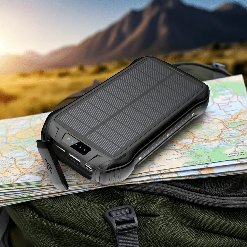 Portable solar power bank for off-grid and emergency charging
