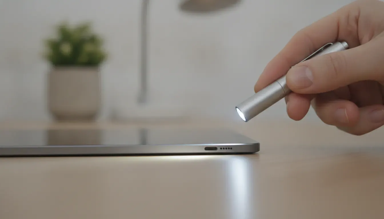 iPad Pro not charging USB C port inspection with a flashlight
