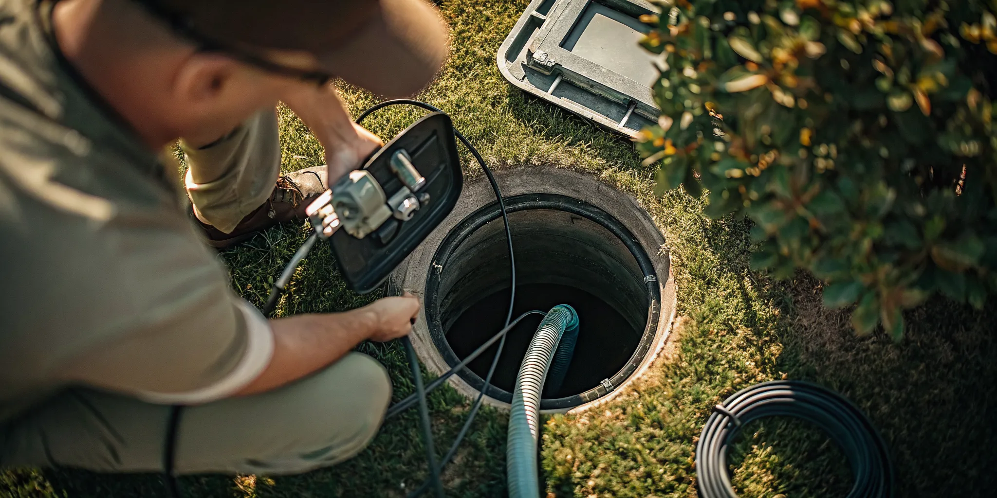 Technician completing a residential septic inspection before a Conejo Valley home purchase