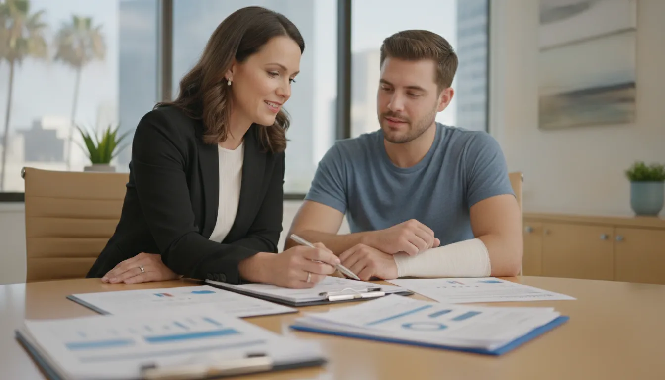 California brain injury lawyer consulting with an injured client