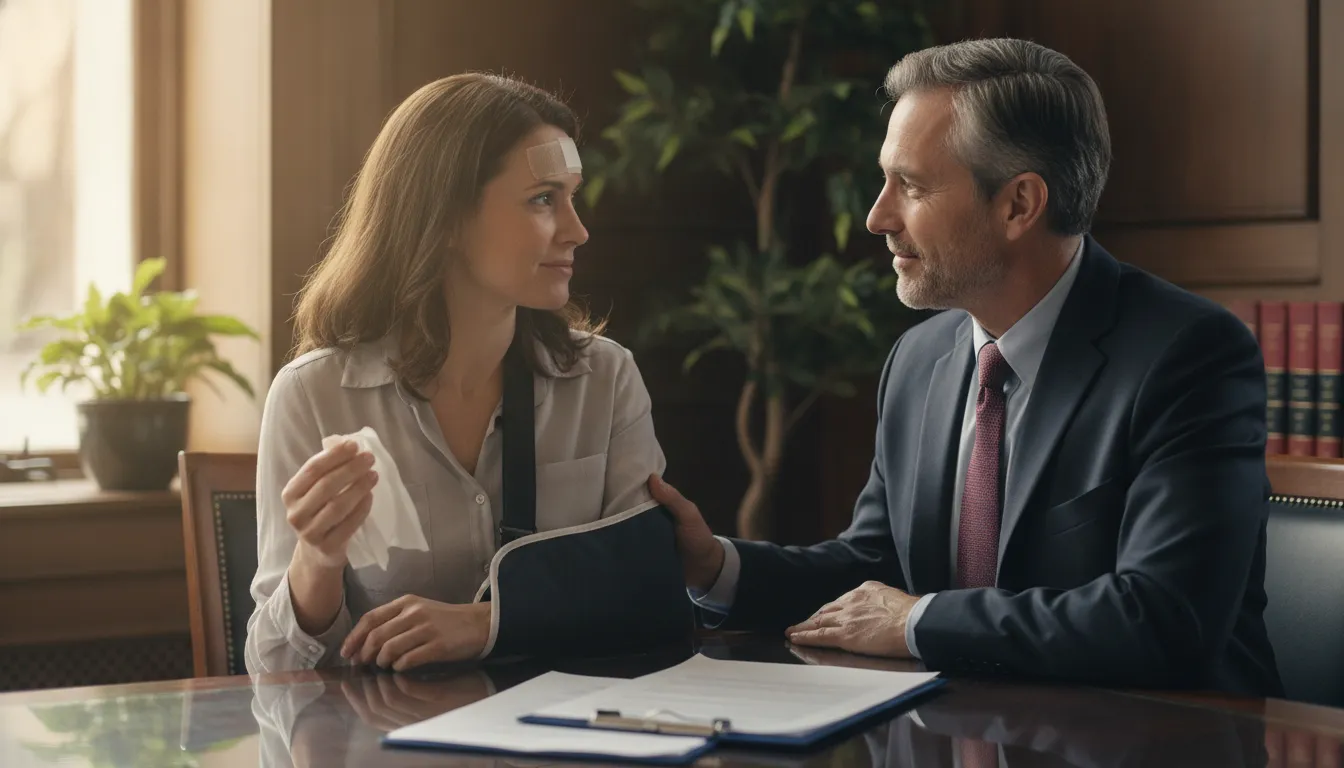 California rear-end accident victim discussing a settlement claim with an attorney