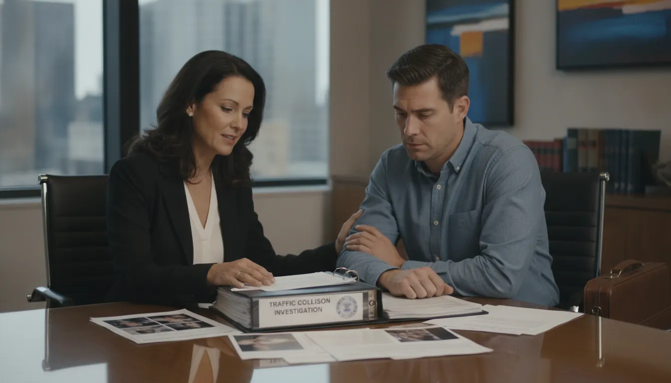 California wrongful death lawyer explaining a fatal crash investigation to a family member