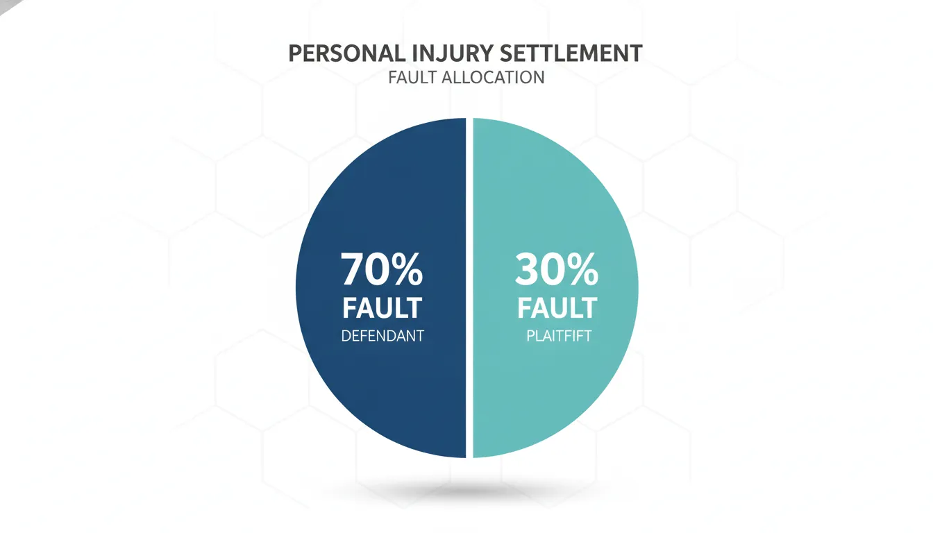 Fault percentage comparison chart showing how compensation is reduced by share of responsibility