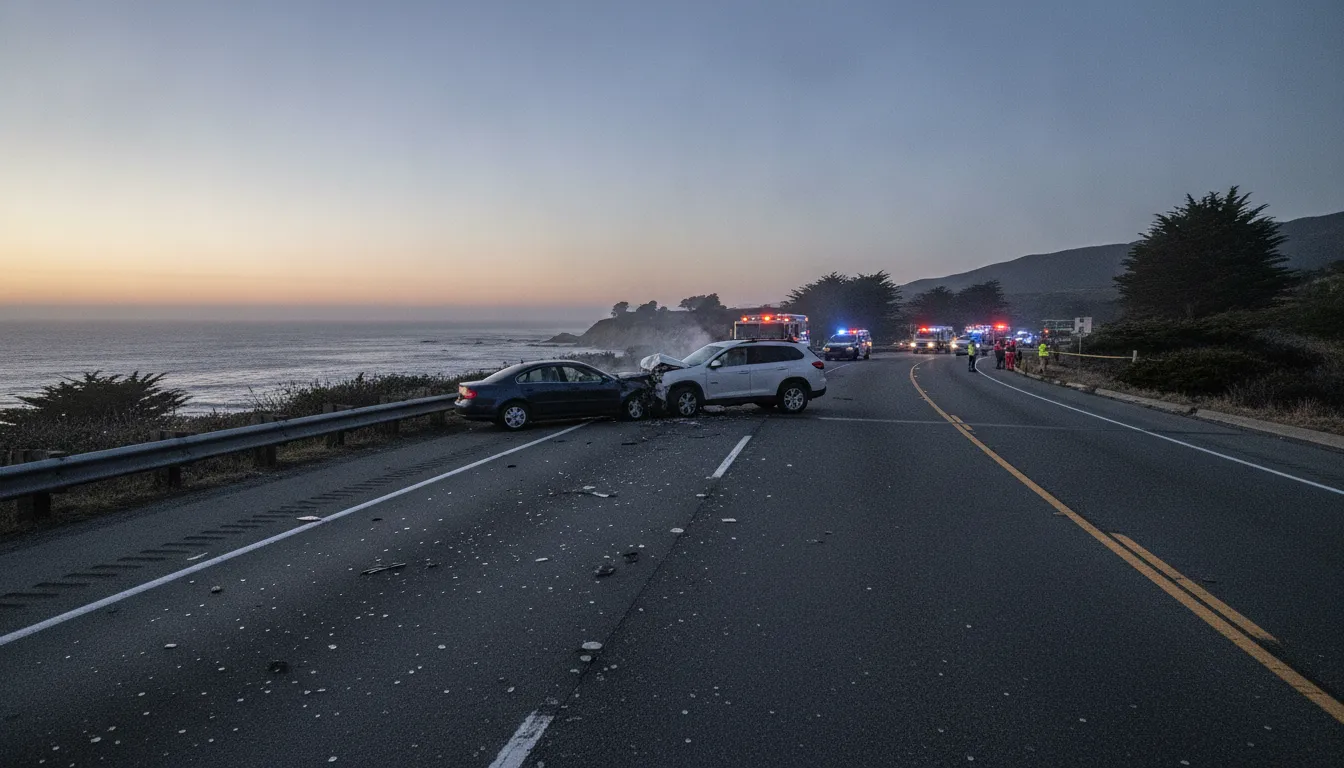 California highway scene investigated by a head on collision attorney