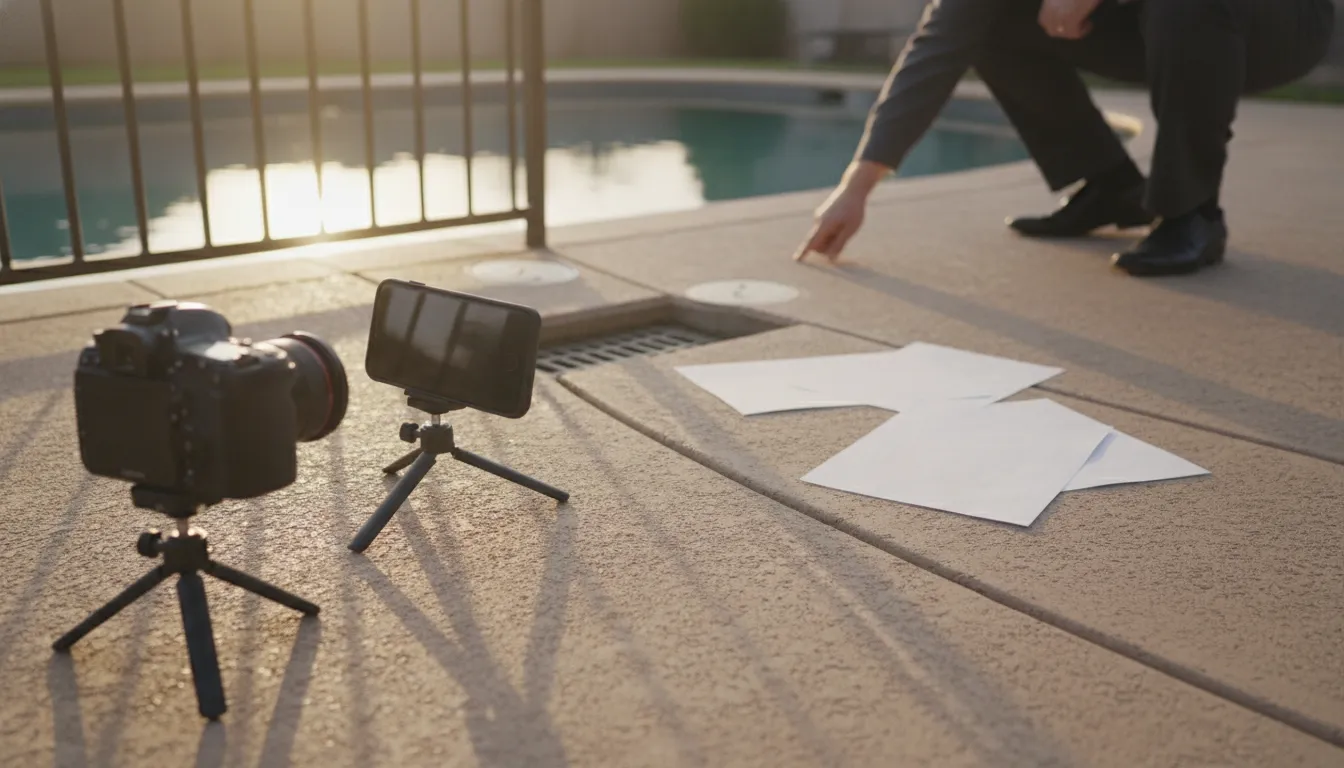 Documenting swimming pool evidence after a California injury