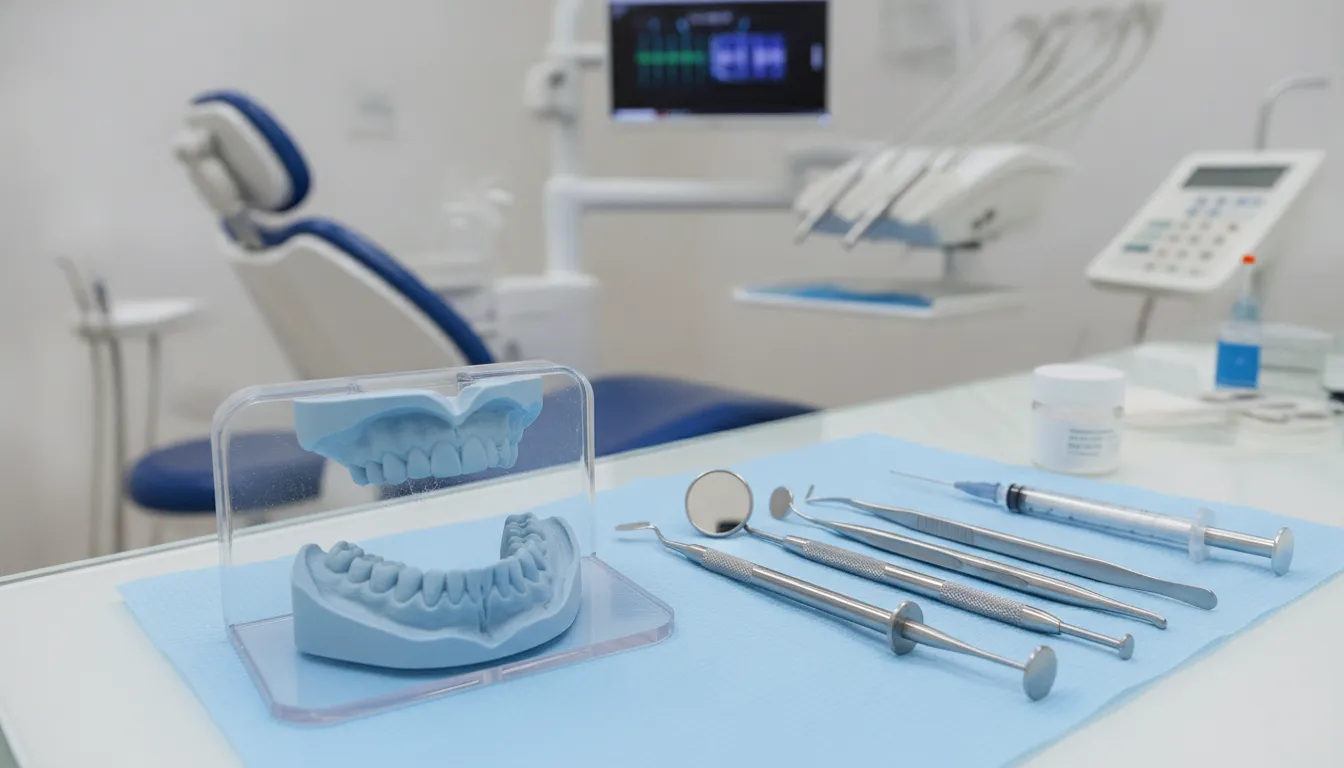 Set alginate impression material in a dental impression tray