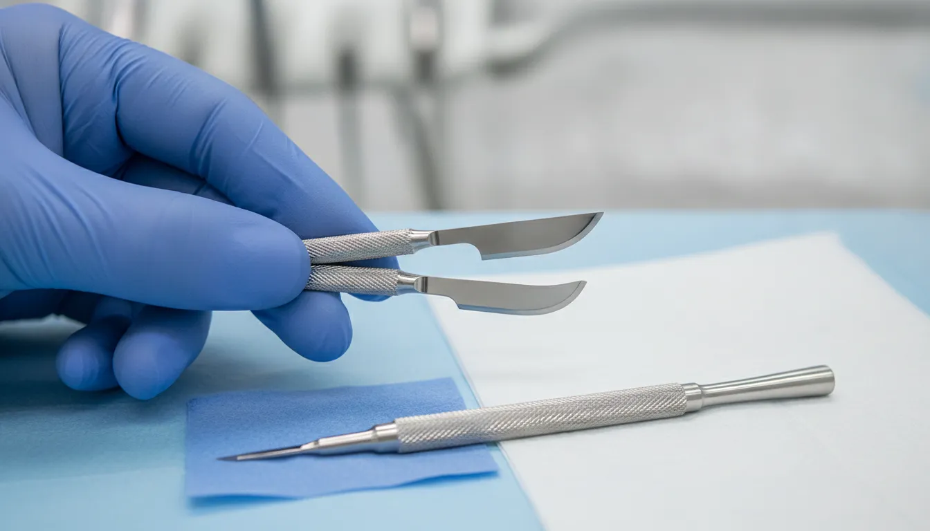 Micro single-edge scalpel blade with a precision handle for dental procedures