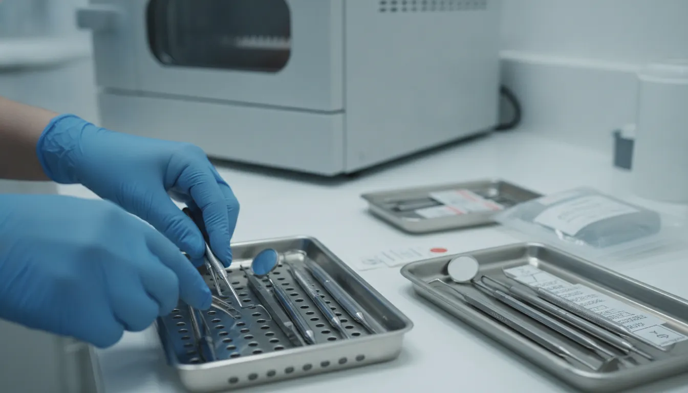Dental instruments organized in sterilization cassettes