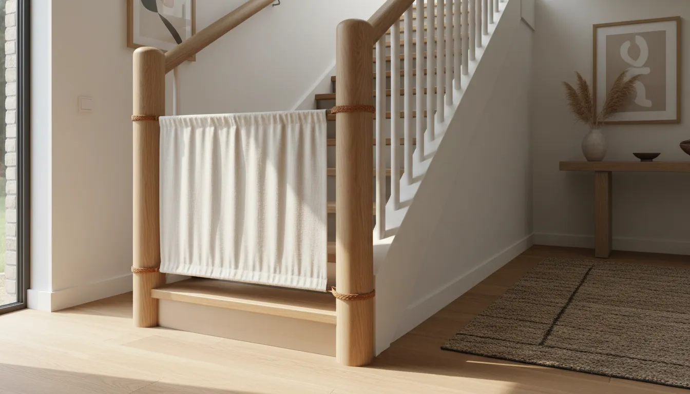 Baby gate for banisters secured to wood posts without drilling