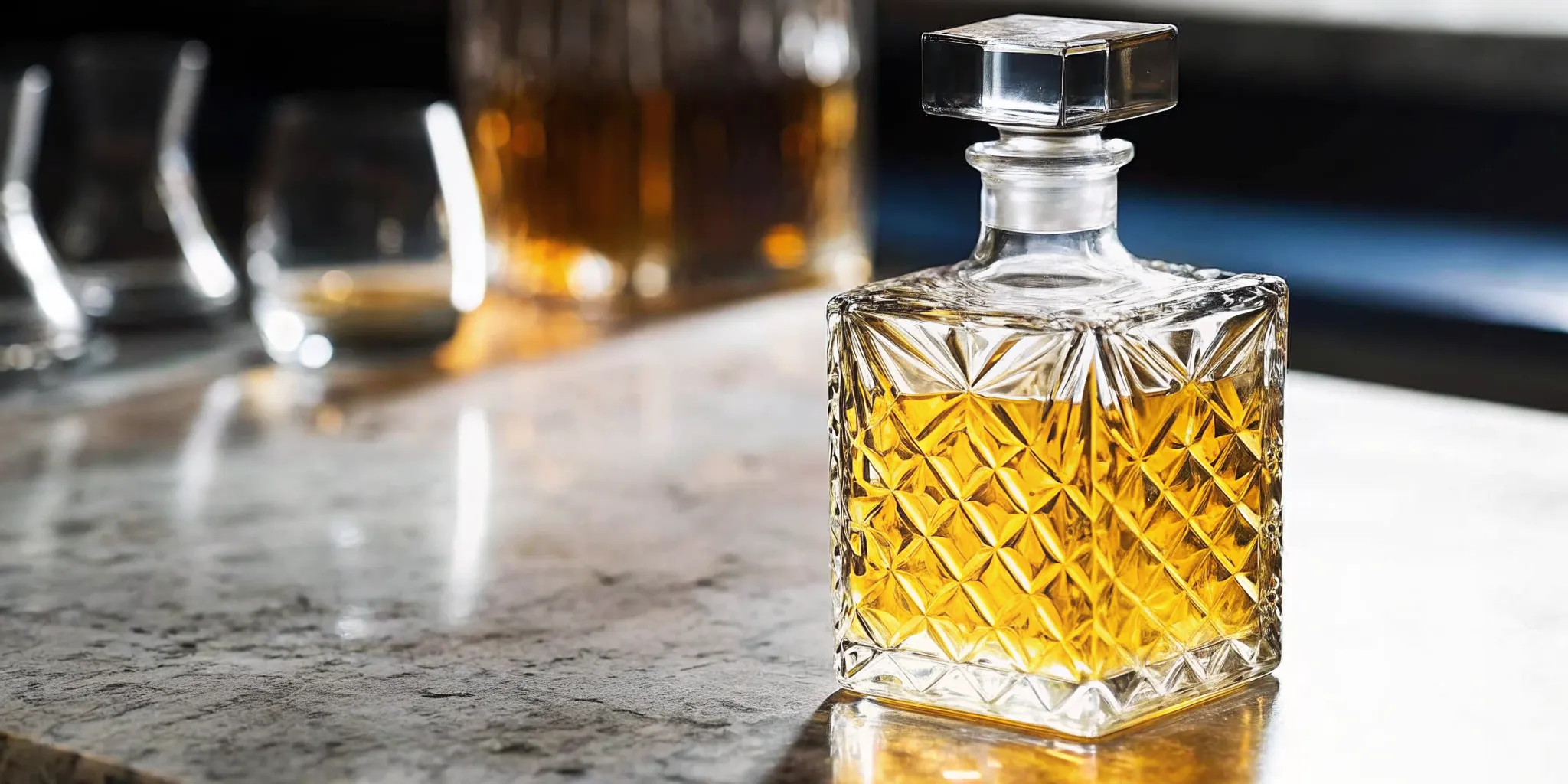 Premium bottle of artisanal tequila displayed on an elegant bar with warm ambient lighting