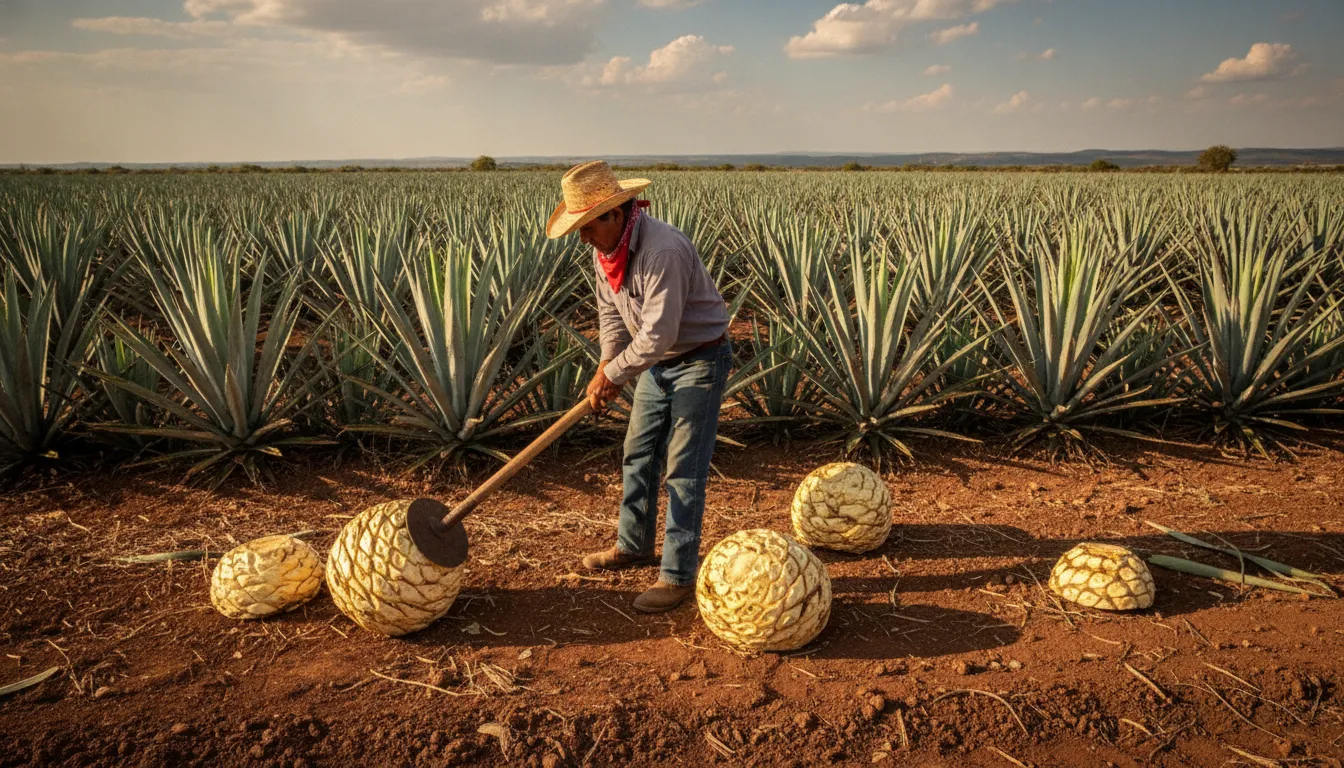 Blue Weber agave harvest illustrating tequila production