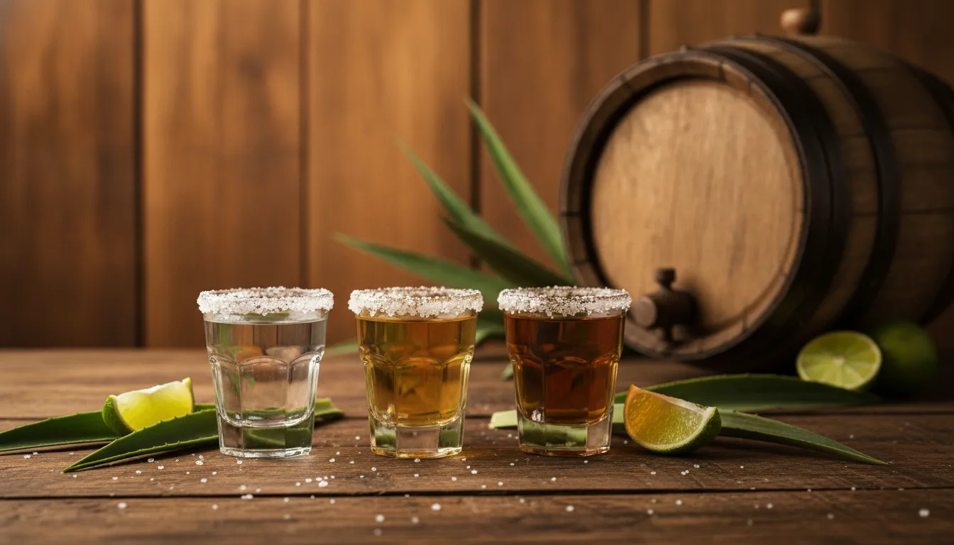 Blanco reposado and anejo tequila tasting comparison
