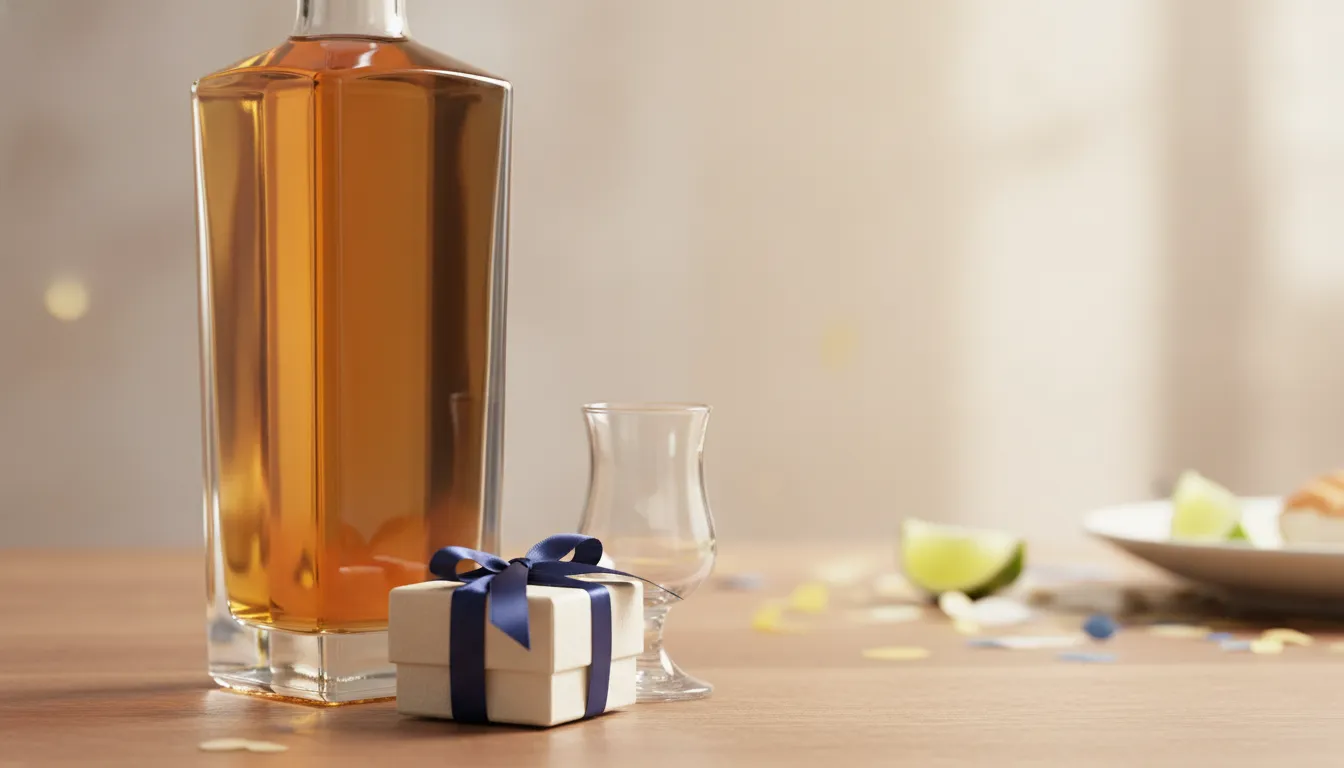 Premium tequila gift with a note, tasting glass, and presentation box