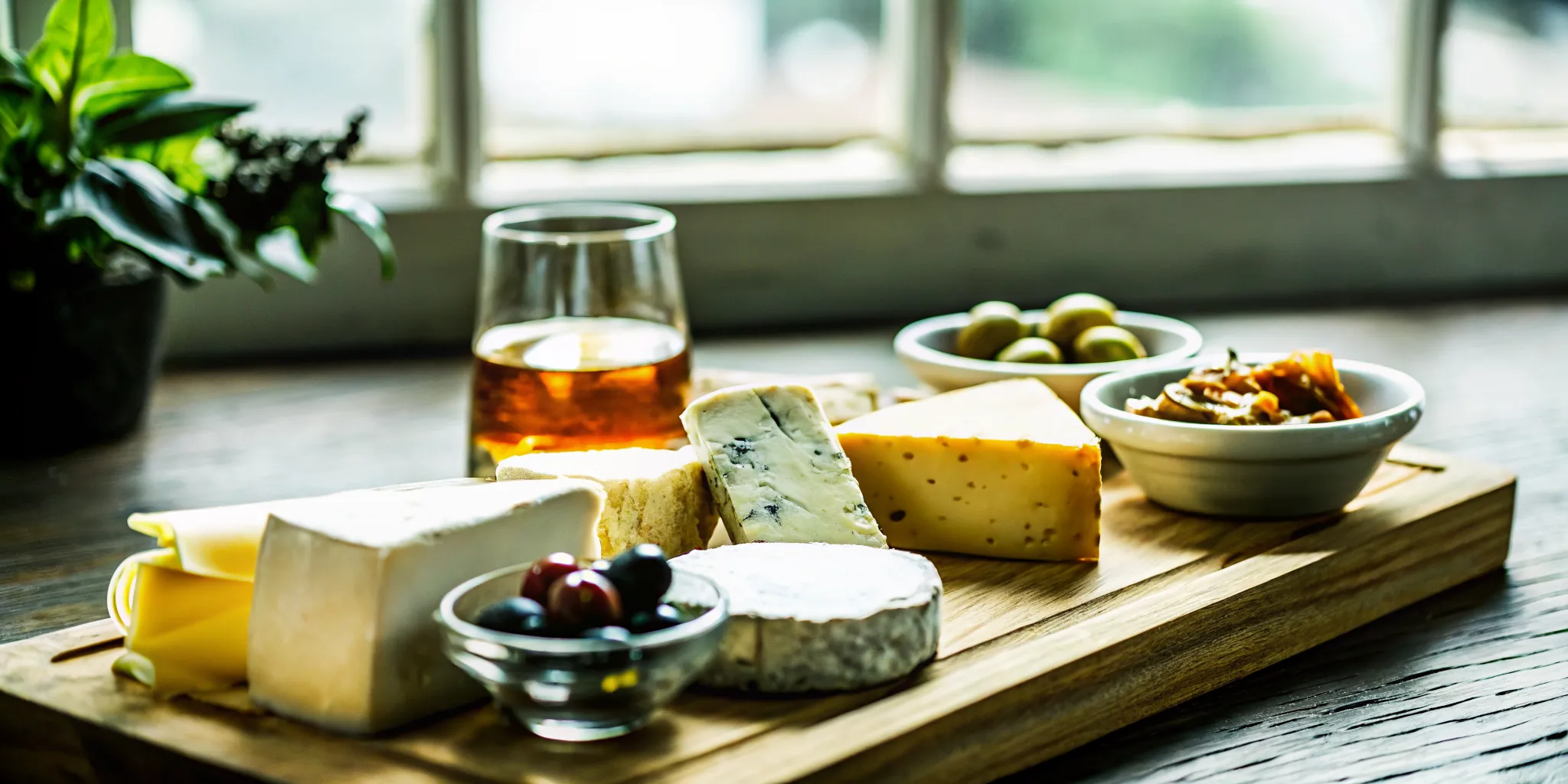 Cheese board with aged cheeses paired with Anejo tequila for a gourmet tasting experience