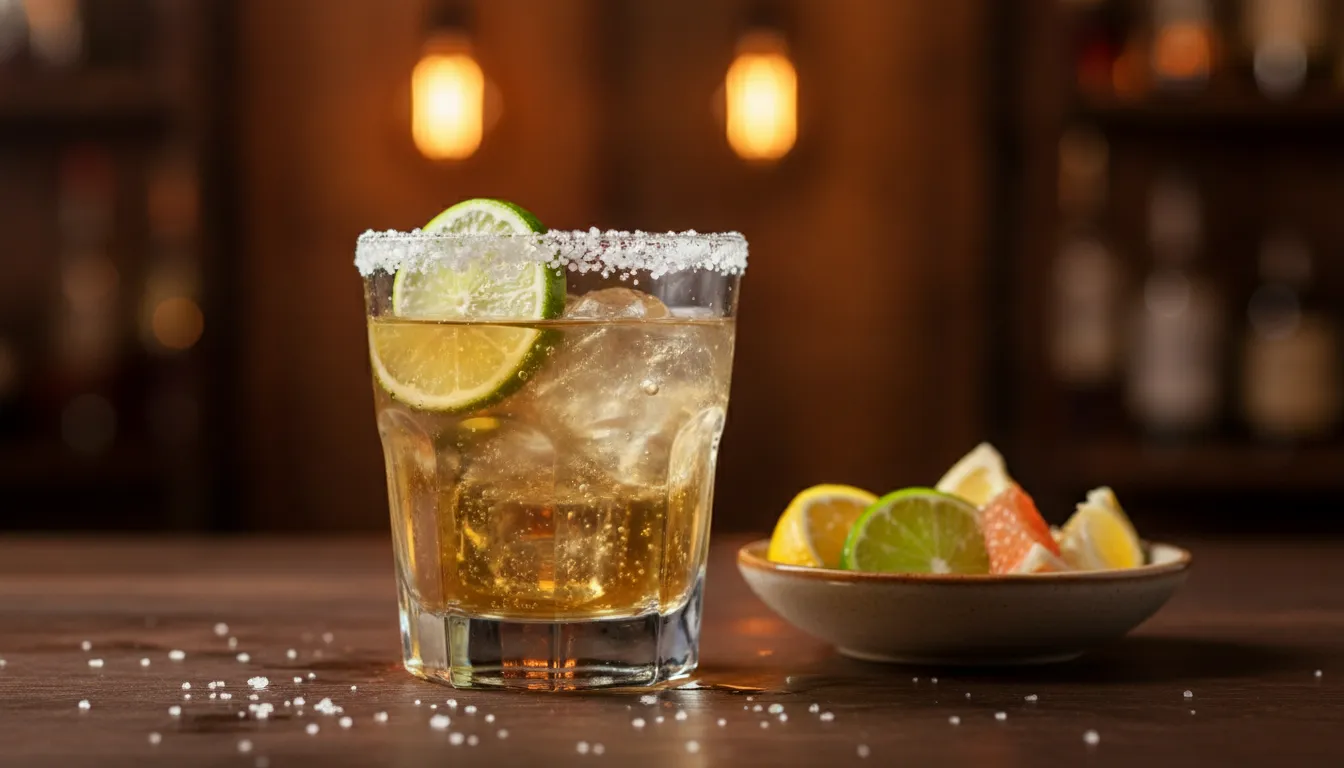 Tequila cocktail with lime and mixer
