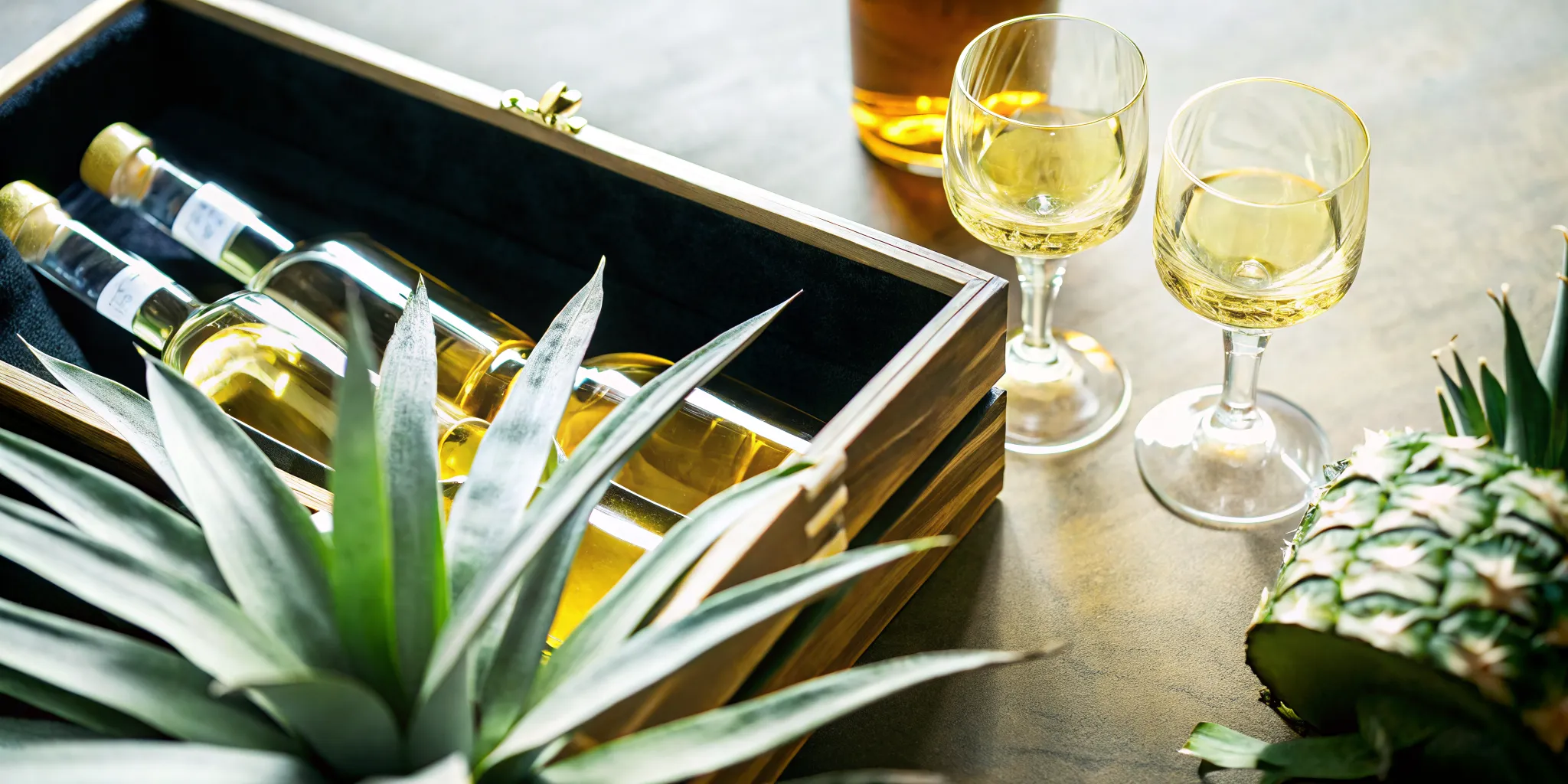 Tequila subscription delivery box with premium bottles and tasting glasses
